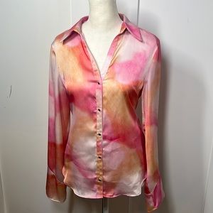 NEW Zara silk watercolor shirt sz XS